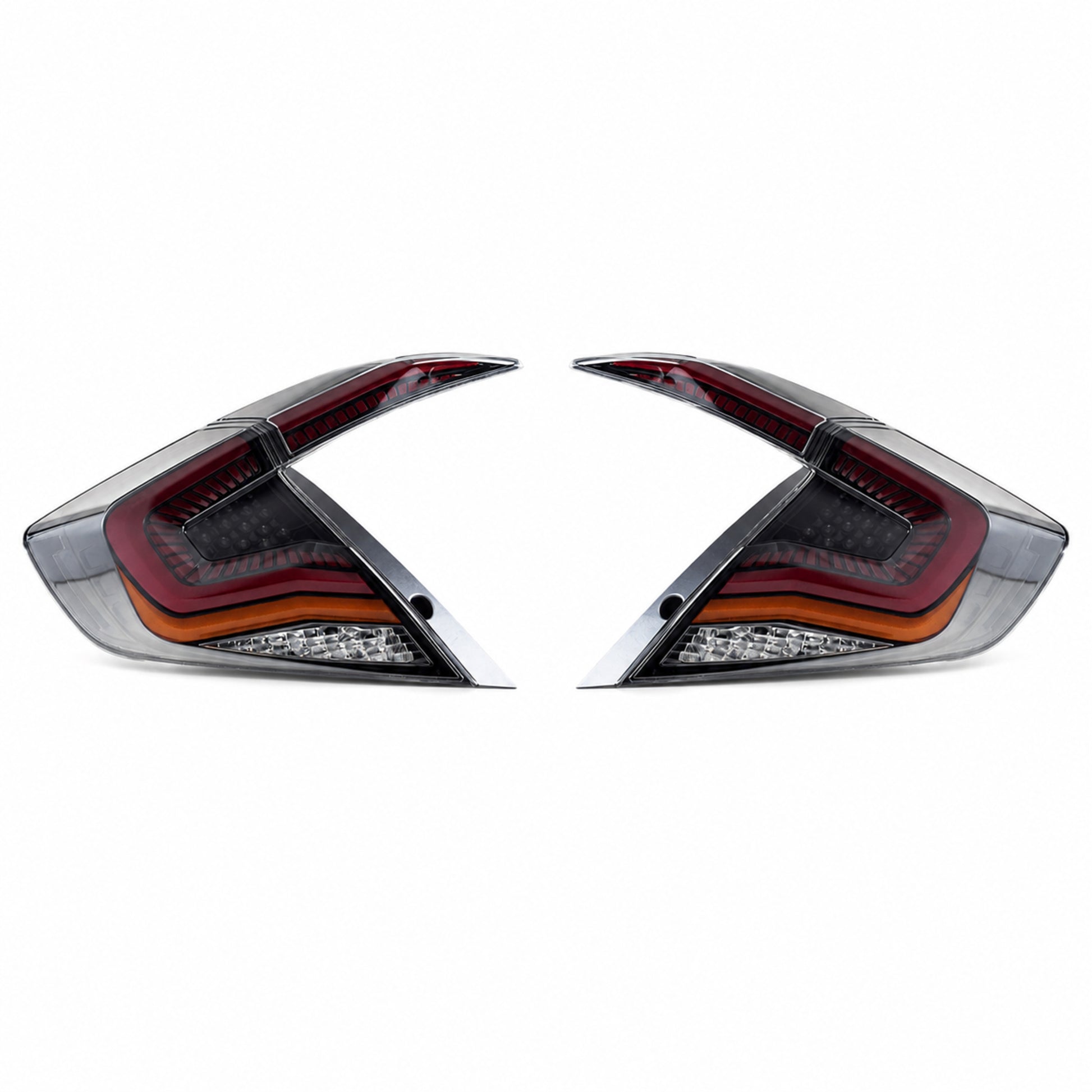 2016-2021 Honda Civic 10th Gen Sedan Sequential LED Tail Lights — clear red white background unlit - T-CIV10-SS-CR