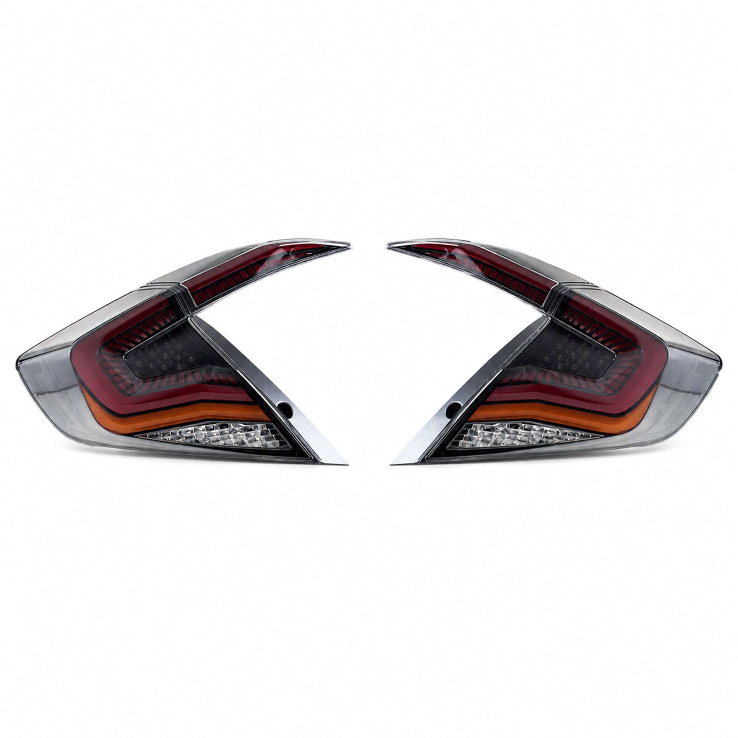 2016-2021 Honda Civic 10th Gen Sedan Sequential LED Tail Lights — clear red white background unlit - T-CIV10-SS-CR
