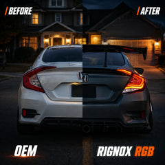 2016-2021 Honda Civic 10th Gen Sedan Sequential LED Tail Lights — ledrgb before after upgrade - T-CIV10-SS-SR