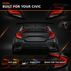 2016-2021 Honda Civic 10th Gen Sedan Sequential LED Tail Lights — ledrgb feature summary - T-CIV10-SS-SR