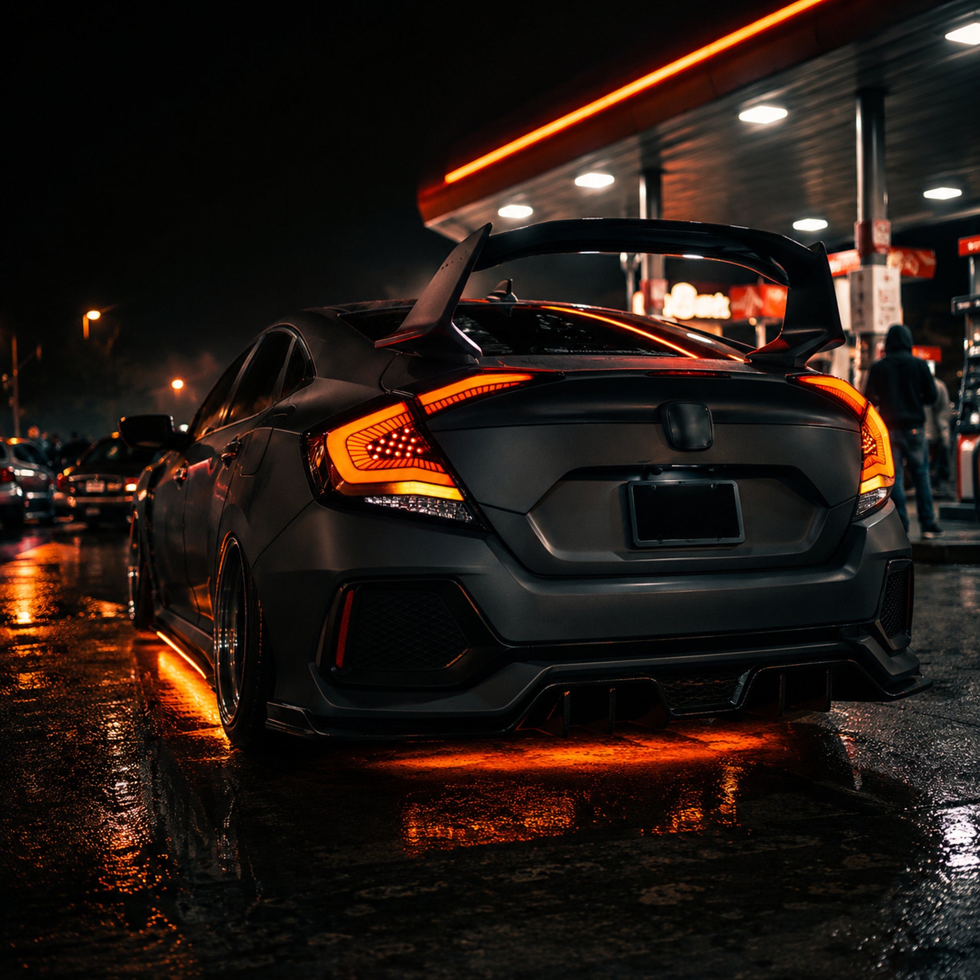 2016-2021 Honda Civic 10th Gen Sedan Sequential LED Tail Lights — ledrgb low angle amber turn - T-CIV10-SS-SR