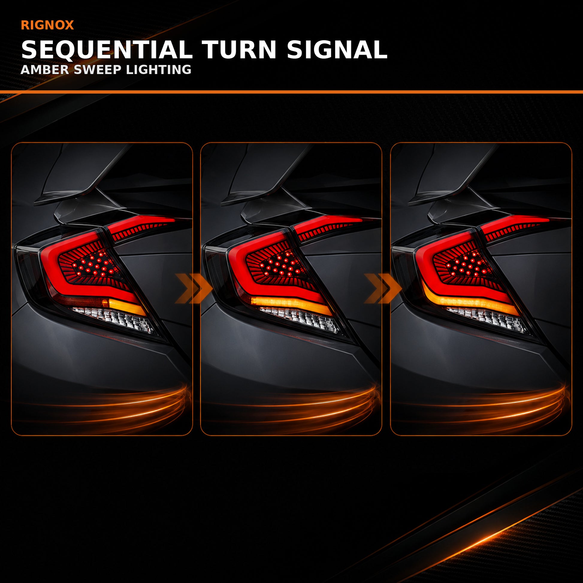 2016-2021 Honda Civic 10th Gen Sedan Sequential LED Tail Lights — ledrgb sequential turn signal function - T-CIV10-SS-SR