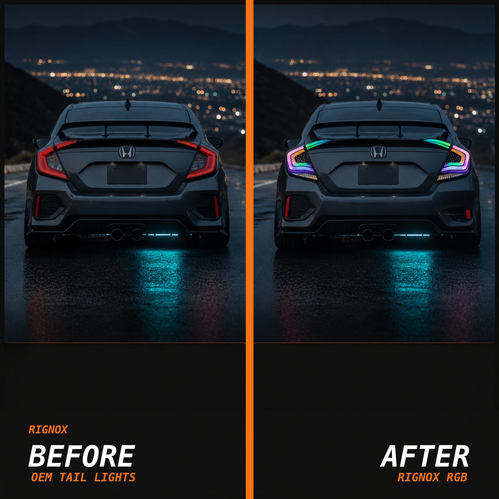2016-2021 Honda Civic 10th Gen Sedan LED Tail Lights | Starry Sky & Halo, Sequential Turn Signal