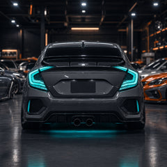 2016-2021 Honda Civic 10th Gen Sedan Sequential LED Tail Lights — RGB cyan scene - T-CIV10-SS-SRGB
