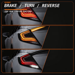 2016-2021 Honda Civic 10th Gen Sedan Sequential LED Tail Lights — RGB function - T-CIV10-SS-SRGB