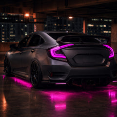 2016-2021 Honda Civic 10th Gen Sedan Sequential LED Tail Lights — RGB pink scene - T-CIV10-SS-SRGB