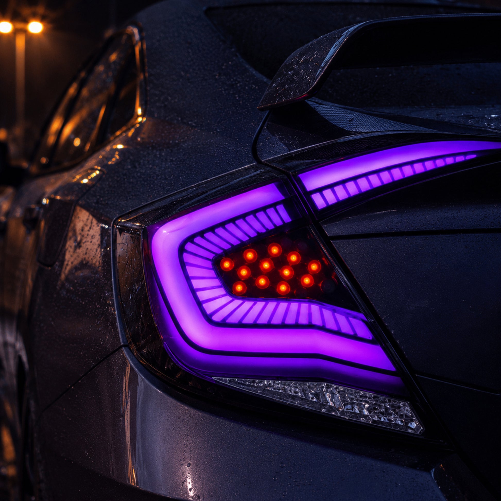 2016-2021 Honda Civic 10th Gen Sedan Sequential LED Tail Lights — RGB purple scene - T-CIV10-SS-SRGB