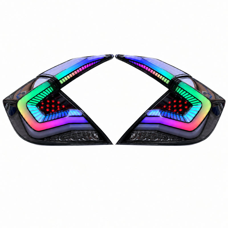 2016-2021 Honda Civic 10th Gen Sedan Sequential LED Tail Lights — RGB white background - T-CIV10-SS-SRGB