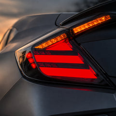 2016-2021 Honda Civic 10th Gen Sedan Sequential LED Tail Lights — smoked white close up detail - T-CIV10-HL-SW