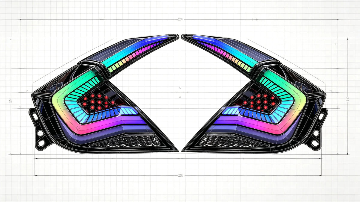 2016-2021 Honda Civic 10th Gen Sedan Sequential LED Tail Lights Assembly