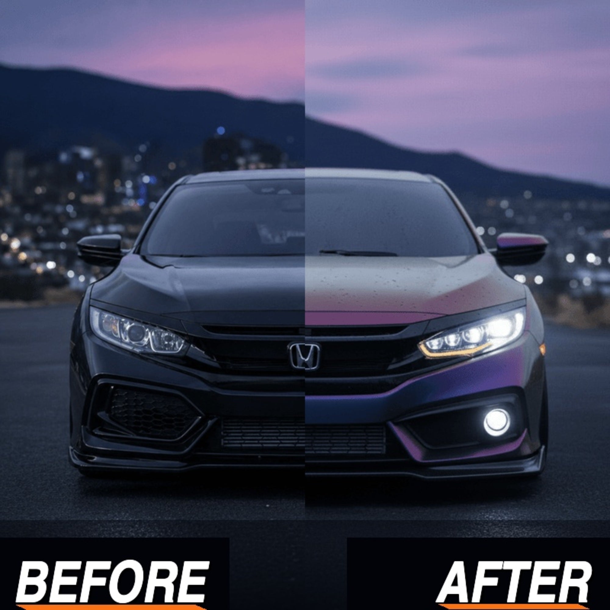 2016-2021 Honda Civic (10th Gen) LED Projector Headlights - Universal Fit, All Trims & Factory Types | White / RGB / Rotating Purple