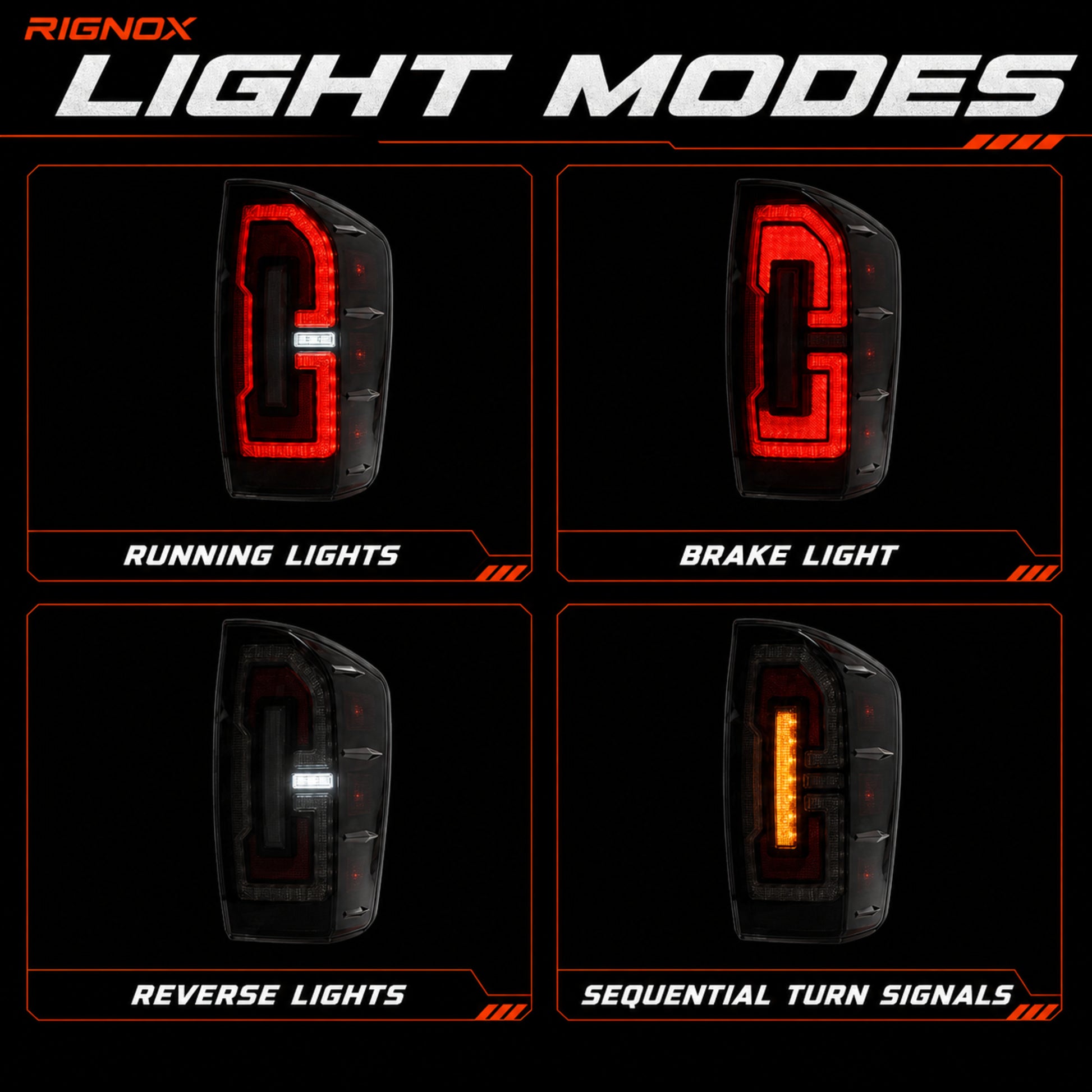 2016-2023 Toyota Tacoma 3rd Gen LED Tail Lights | Smoke Red, Sequential Turn Signal-14