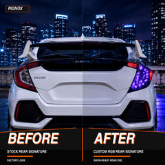 2016-2021 Honda Civic 10th Gen Hatchback LED Tail Lights | Smoke Red / RGB / Digital, Sequential-31