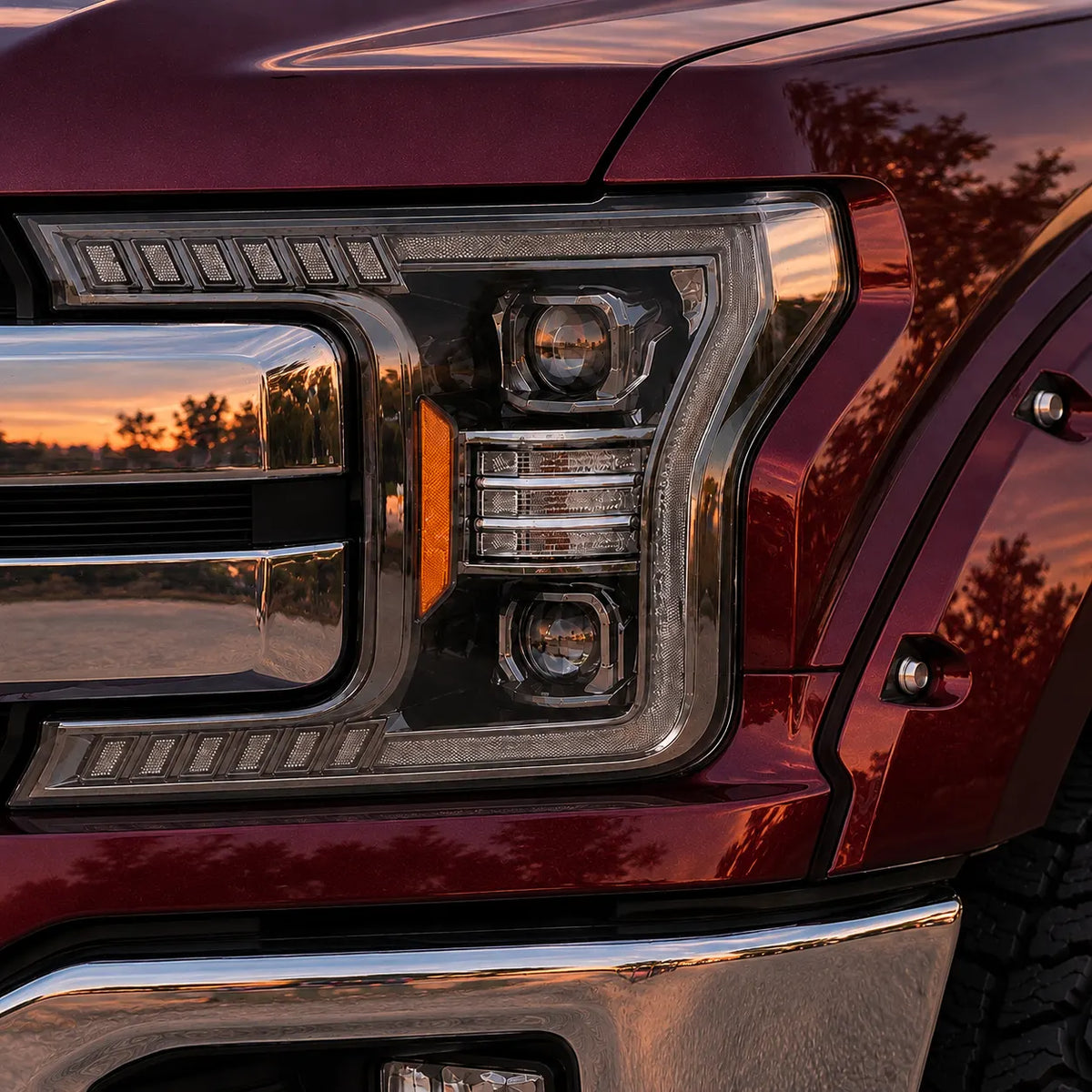 2018-2020 Ford F-150 LED Dual Projector Headlights — lights-off — H-F150-18
