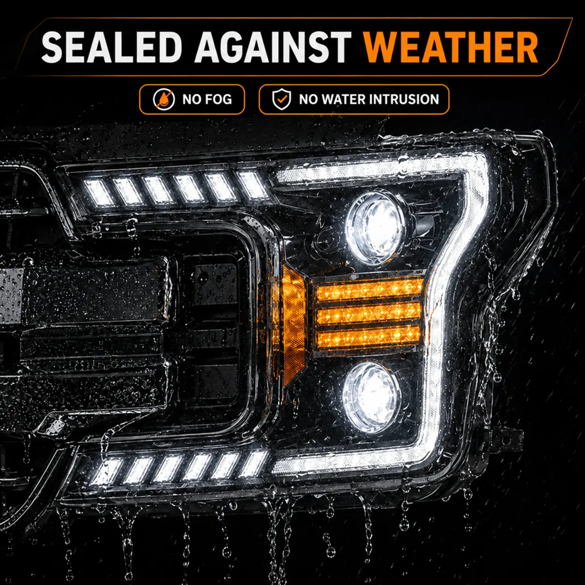2018-2020 Ford F-150 LED Dual Projector Headlights — sealed waterproof housing — H-F150-18