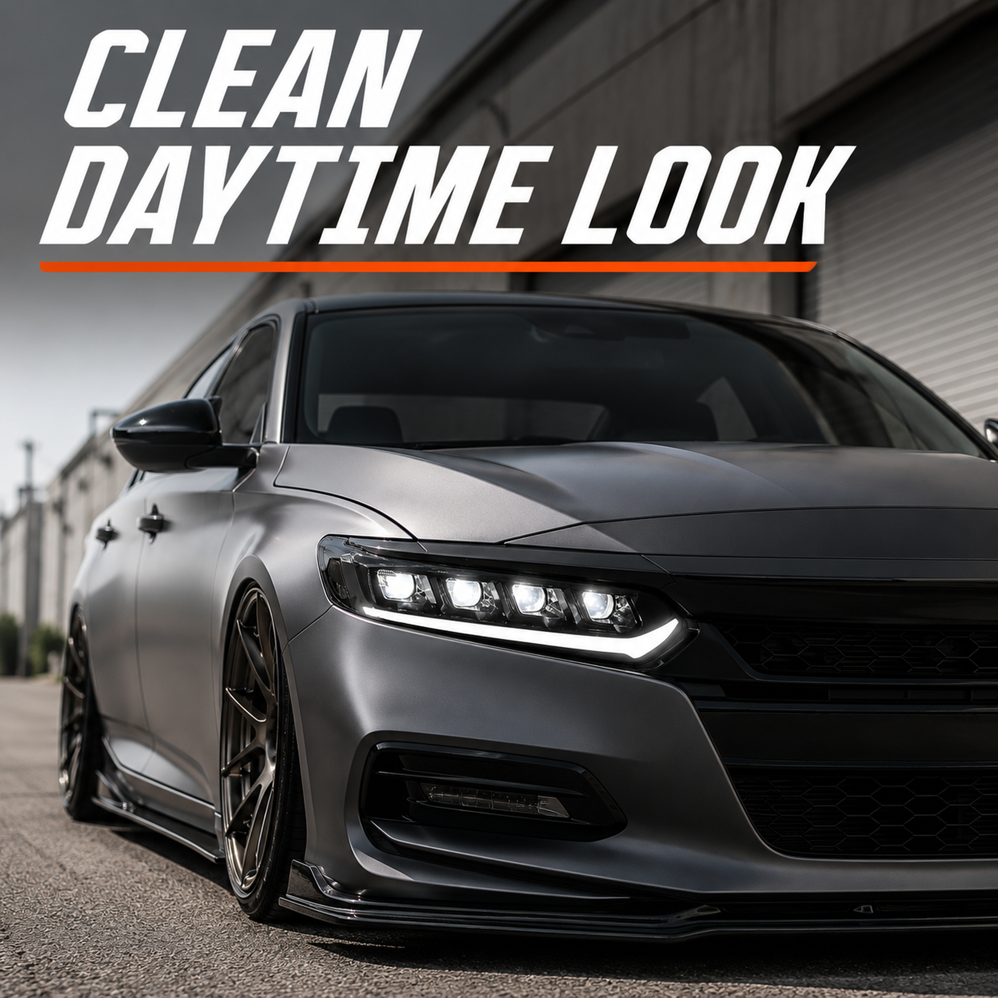 2018-2022 Honda Accord 10th Gen LED Quad Projector Headlights — clear white daytime look - H-ACC10-CW
