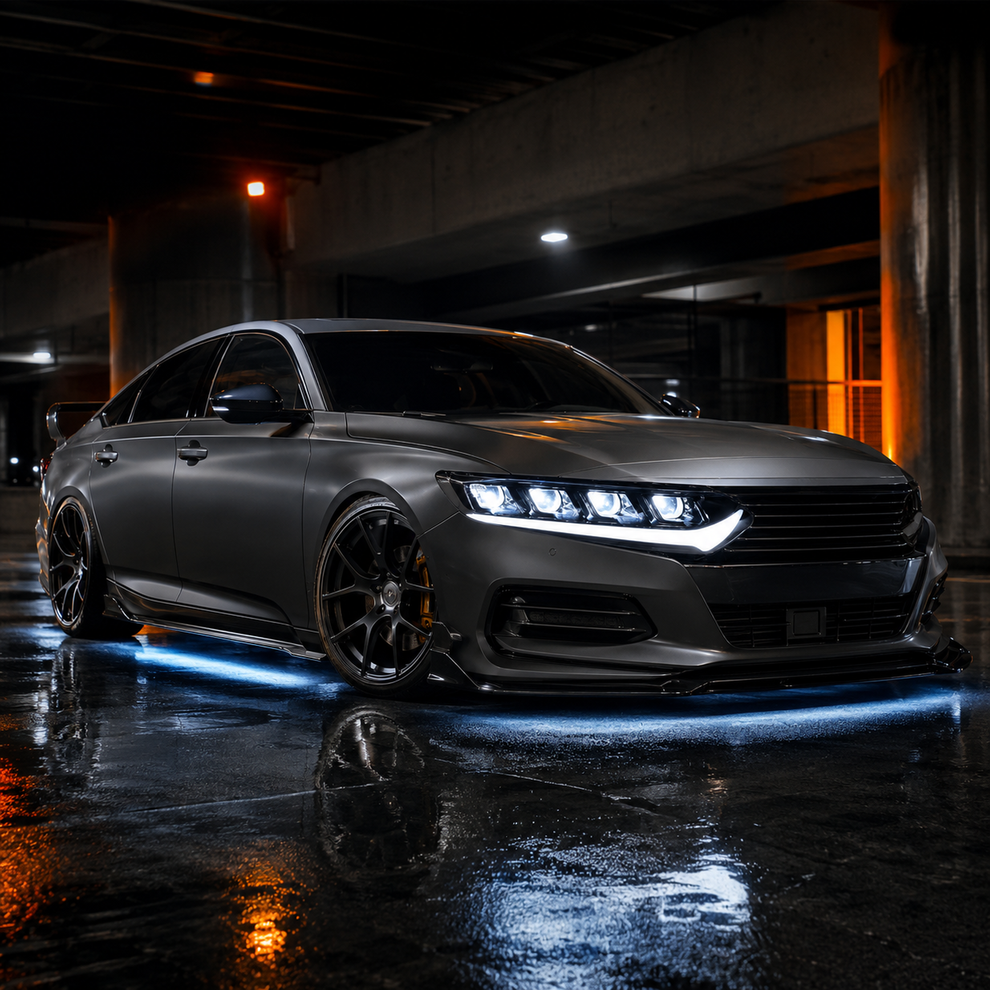 2018-2022 Honda Accord 10th Gen LED Quad Projector Headlights — clear white front45 view - H-ACC10-CW