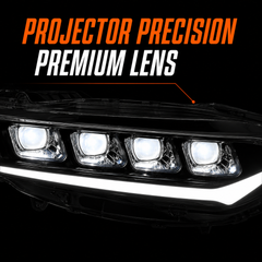 2018-2022 Honda Accord 10th Gen LED Quad Projector Headlights — clear white lens close up - H-ACC10-CW