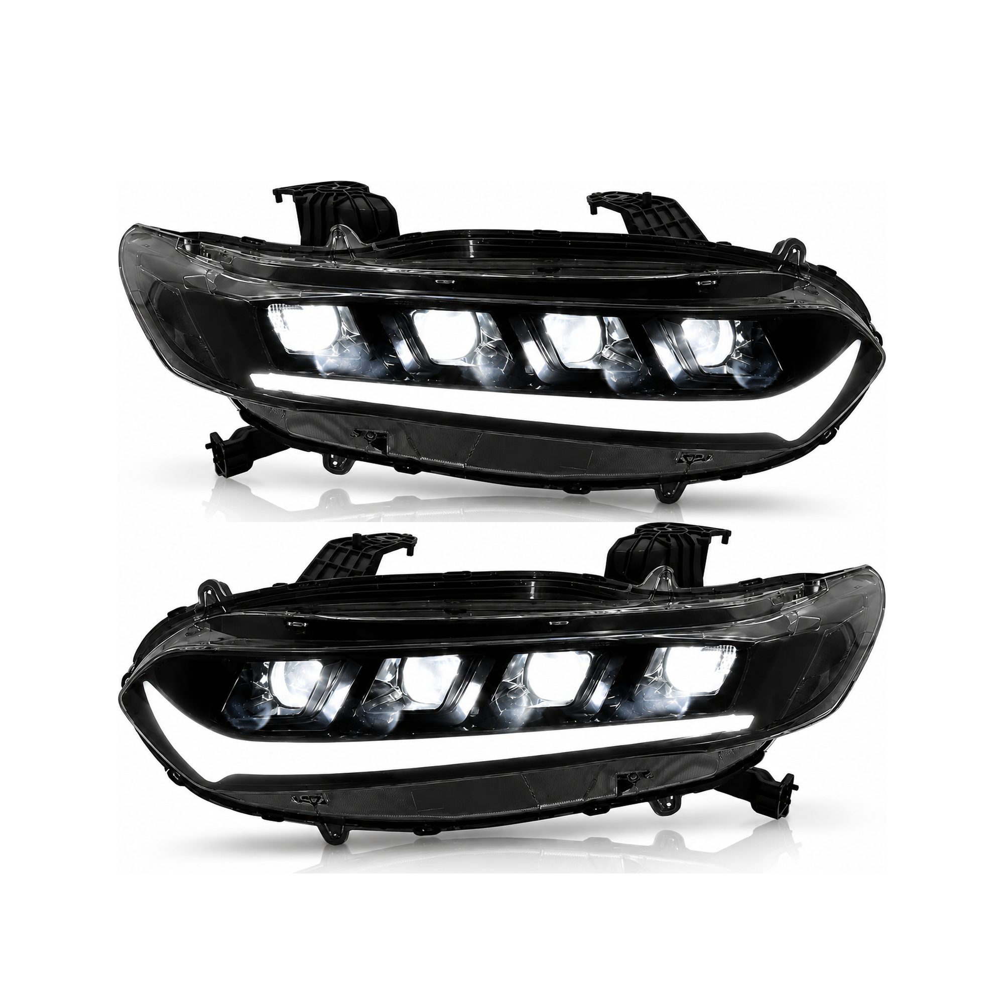 2018-2022 Honda Accord 10th Gen LED Quad Projector Headlights — clear white white background - H-ACC10-CW