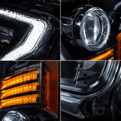 2018-2020 Ford F-150 LED Dual Projector Headlights — detail collage — H-F150-18