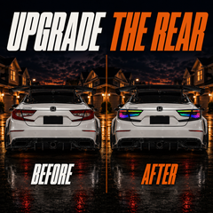 2018-2022 Honda Accord 10th Gen Sequential LED Tail Lights — before and after rear upgrade — T-ACC10-SS-RGB