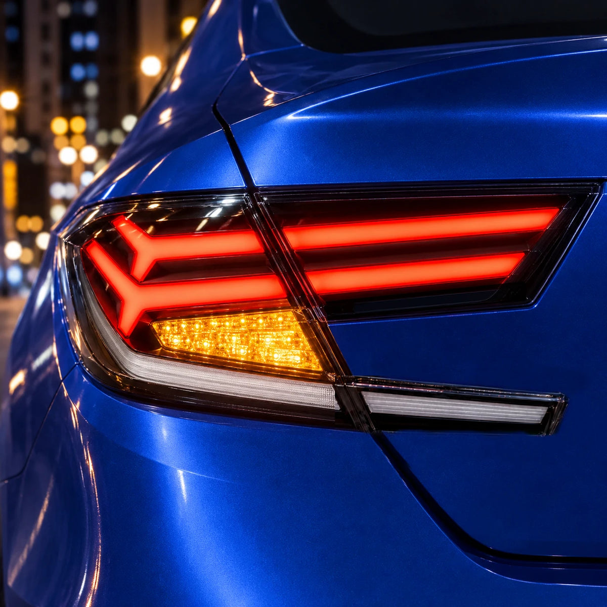 2018-2022 Honda Accord 10th Gen Sequential LED Tail Lights — lights-on close-up — T-ACC10-FSH-CW