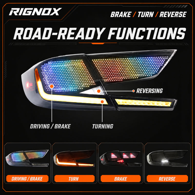 2018-2022 Honda Accord 10th Gen Sequential LED Tail Lights — RGB brake turn reverse - T-ACC10-SDG