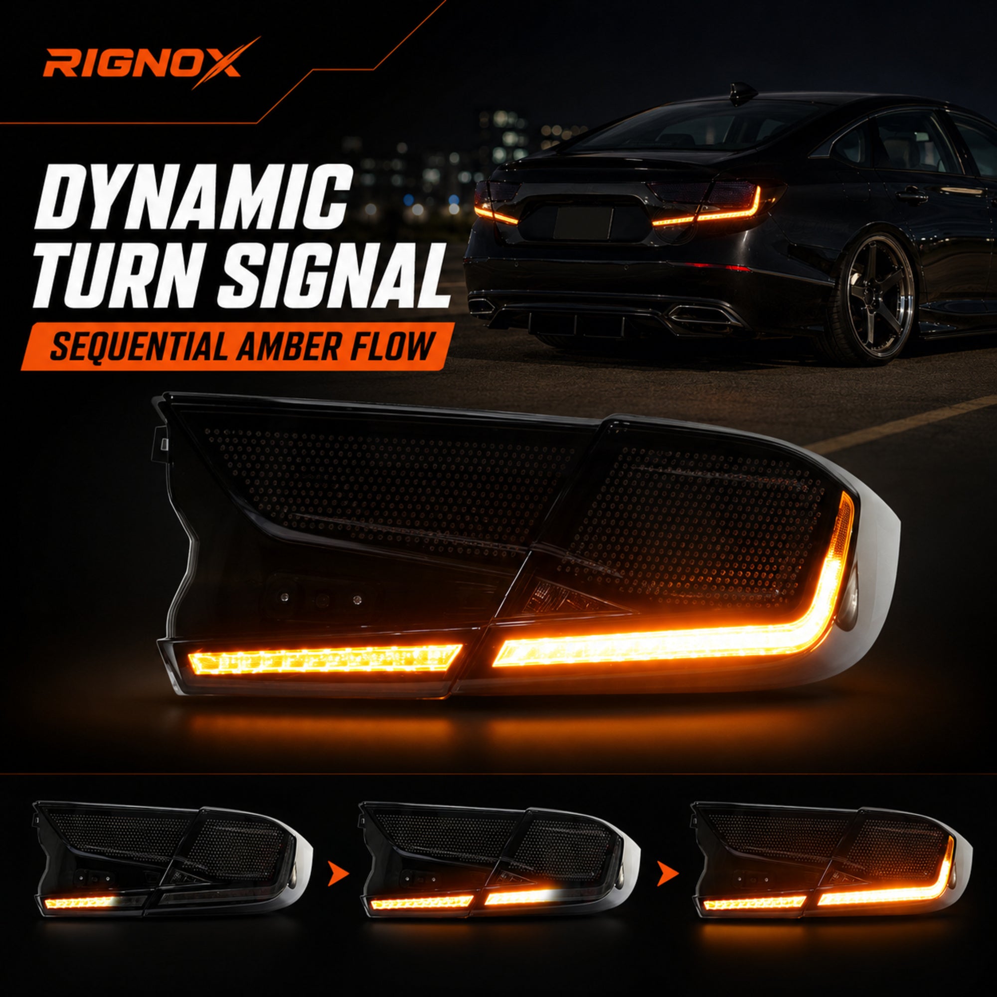 2018-2022 Honda Accord 10th Gen Sequential LED Tail Lights — RGB dynamic turn signal - T-ACC10-SDG