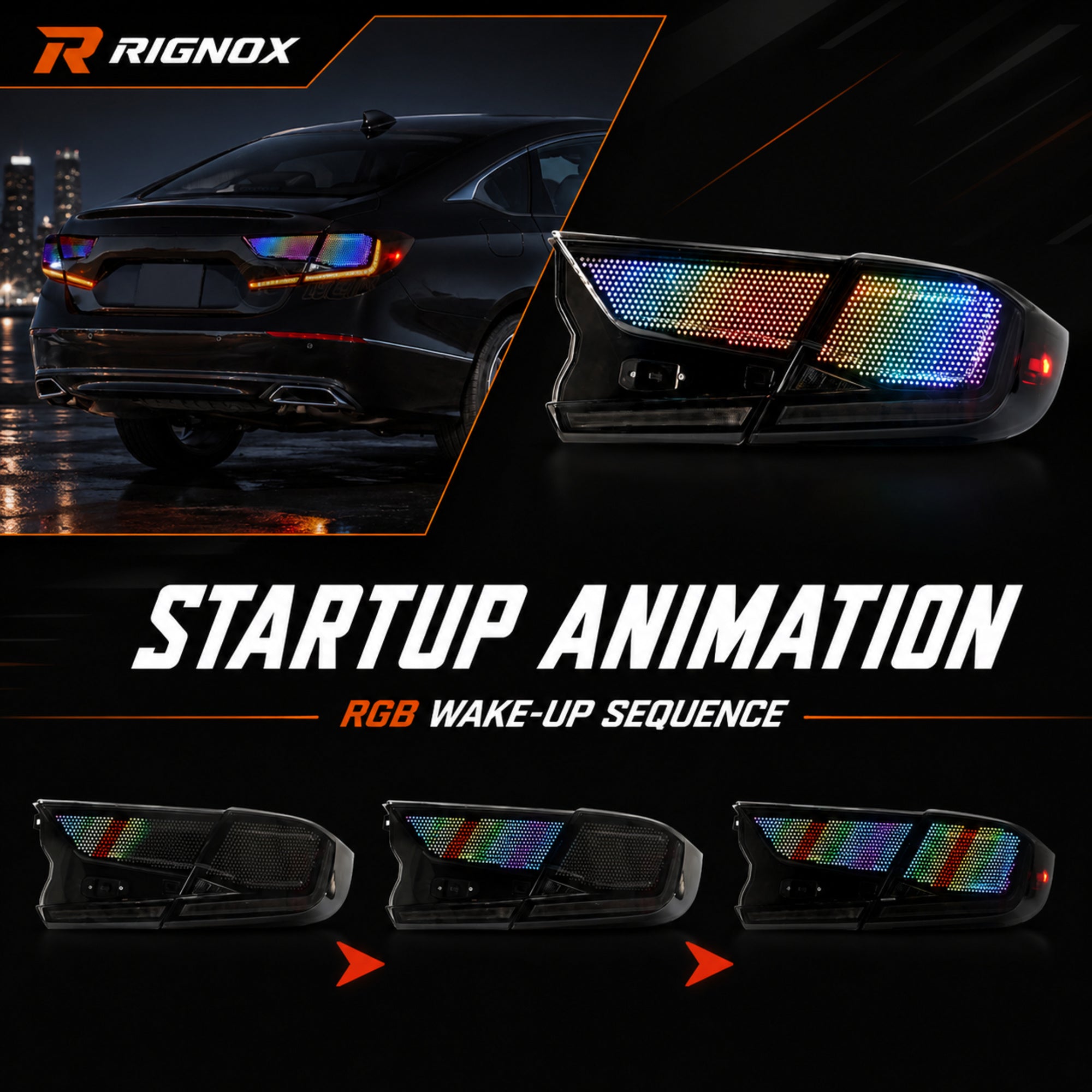 2018-2022 Honda Accord 10th Gen Sequential LED Tail Lights — RGB startup animation - T-ACC10-SDG