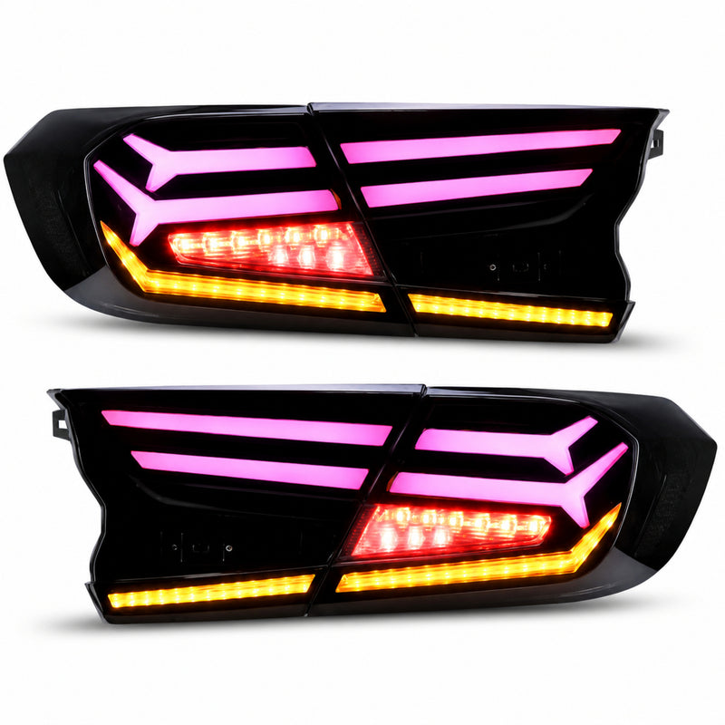 2018-2022 Honda Accord 10th Gen Sequential LED Tail Lights — smoked RGB white background - T-ACC10-FSH-SRGB