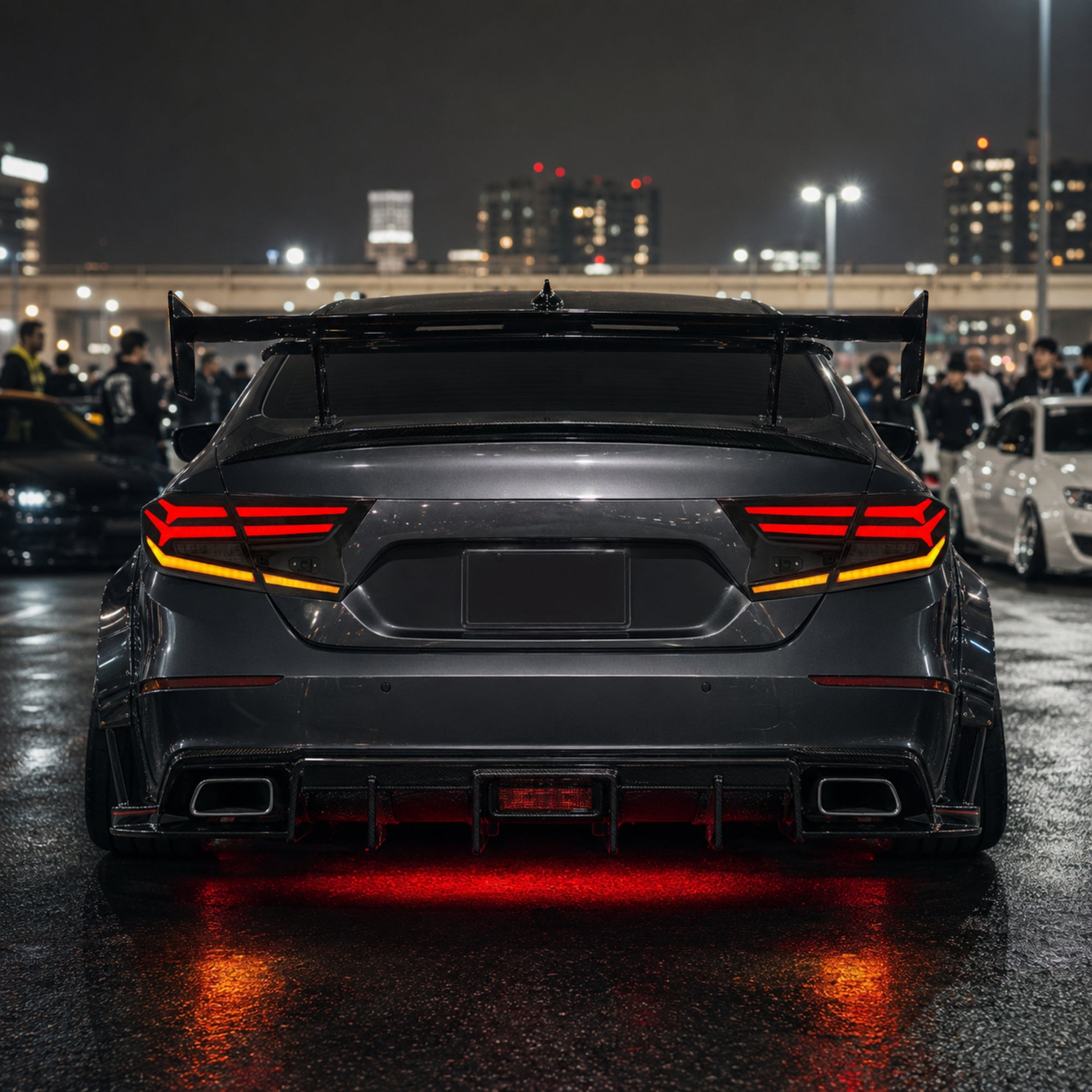 2018-2022 Honda Accord 10th Gen Sequential LED Tail Lights — smoked red car meet direct rear - T-ACC10-FSH-SR