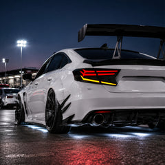 2018-2022 Honda Accord 10th Gen Sequential LED Tail Lights — smoked red car meet low angle - T-ACC10-FSH-SR