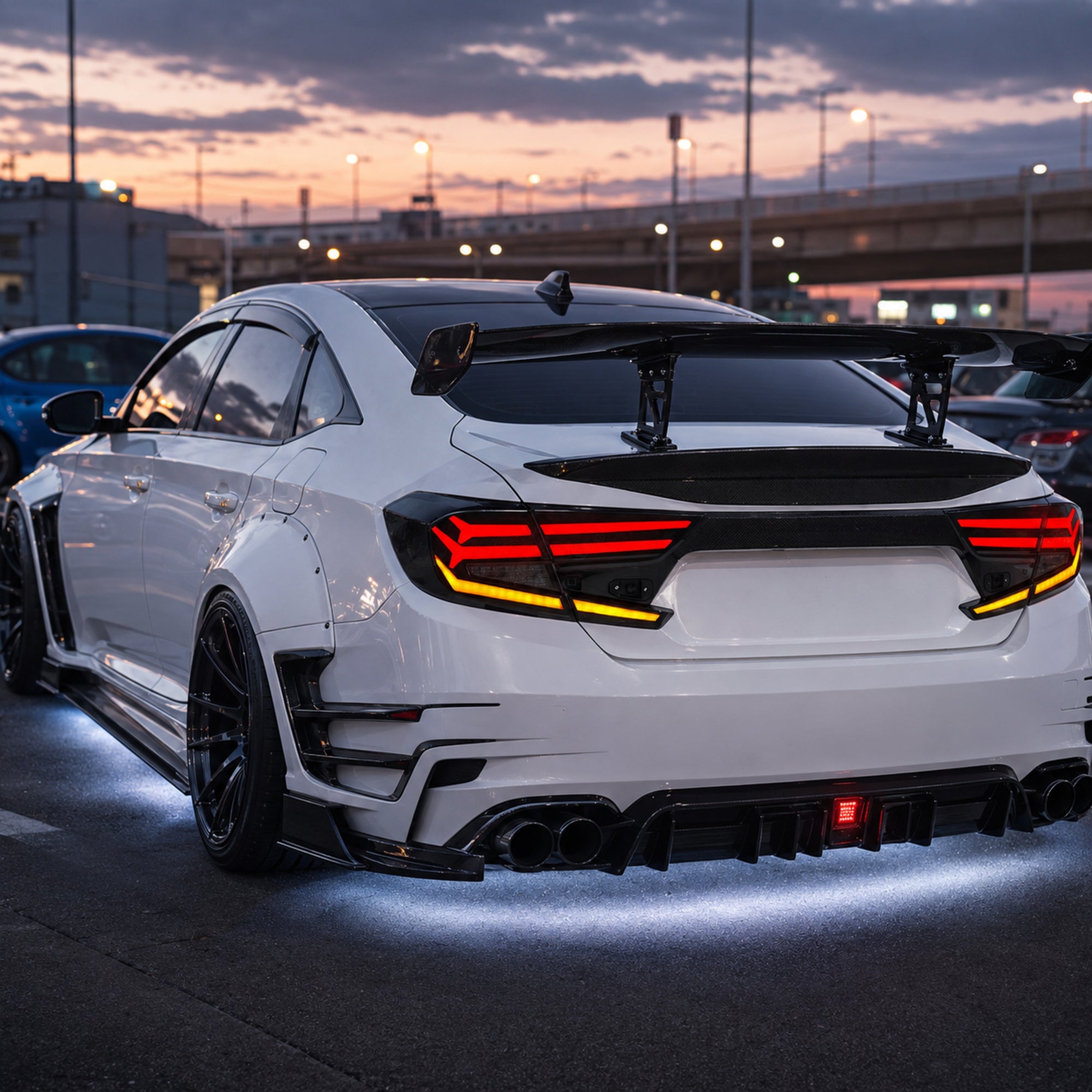 2018-2022 Honda Accord 10th Gen Sequential LED Tail Lights — smoked red car meet rear45 - T-ACC10-FSH-SR