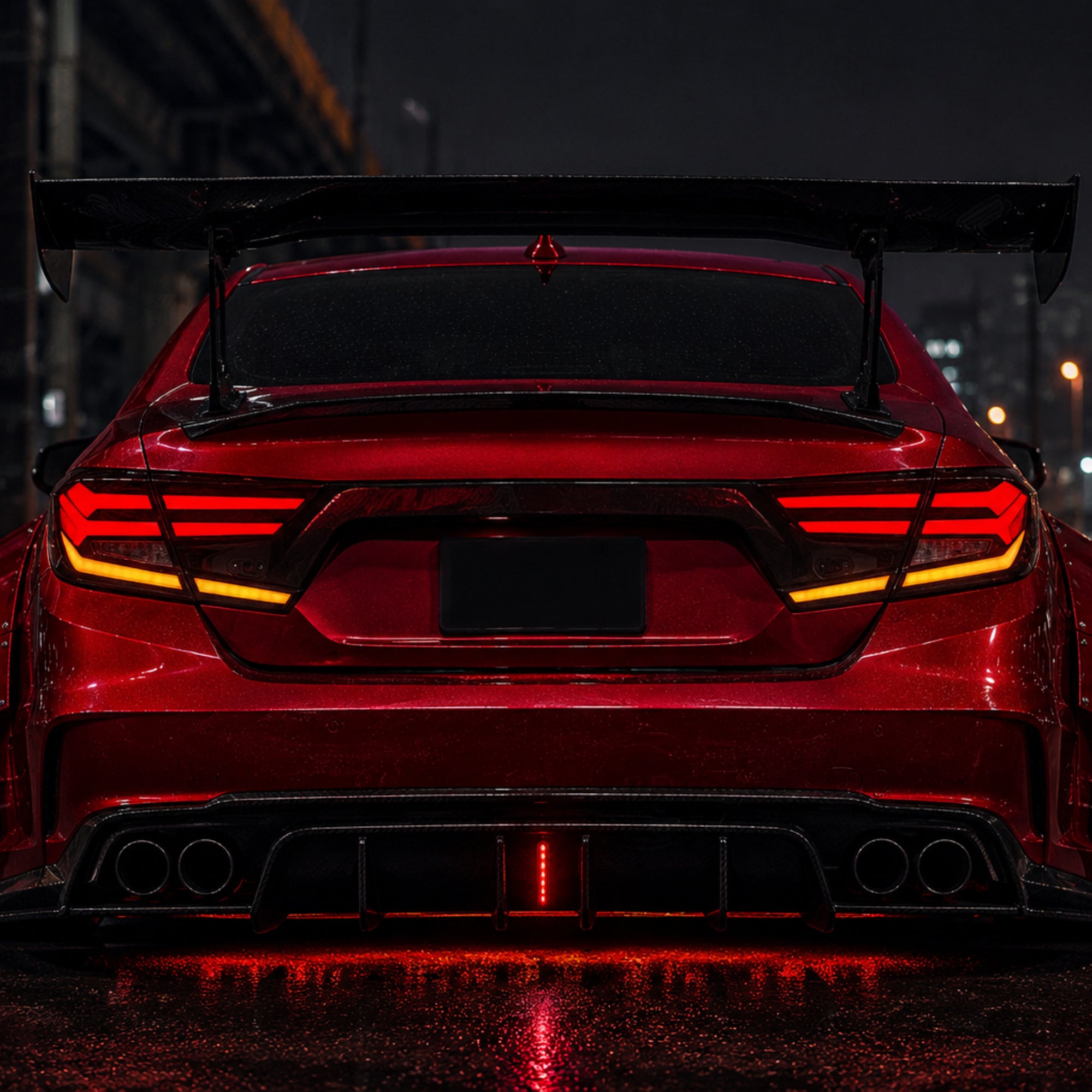 2018-2022 Honda Accord 10th Gen Sequential LED Tail Lights — smoked red installed rear view - T-ACC10-FSH-SR