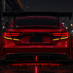 2018-2022 Honda Accord 10th Gen Sequential LED Tail Lights — smoked red installed rear view - T-ACC10-FSH-SR