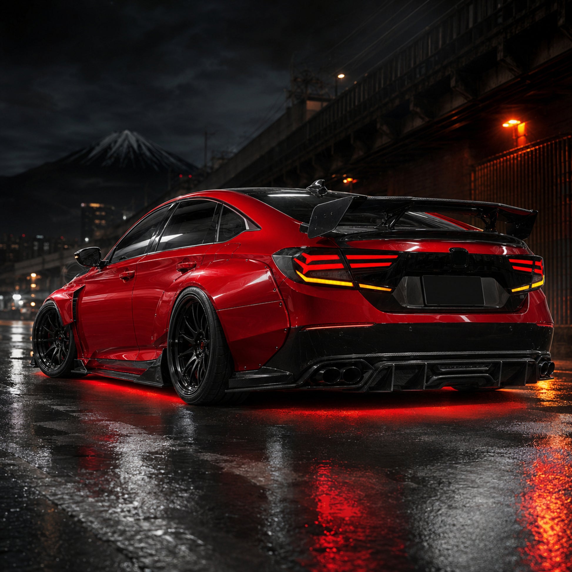 2018-2022 Honda Accord 10th Gen Sequential LED Tail Lights — smoked red rear45 degree - T-ACC10-FSH-SR