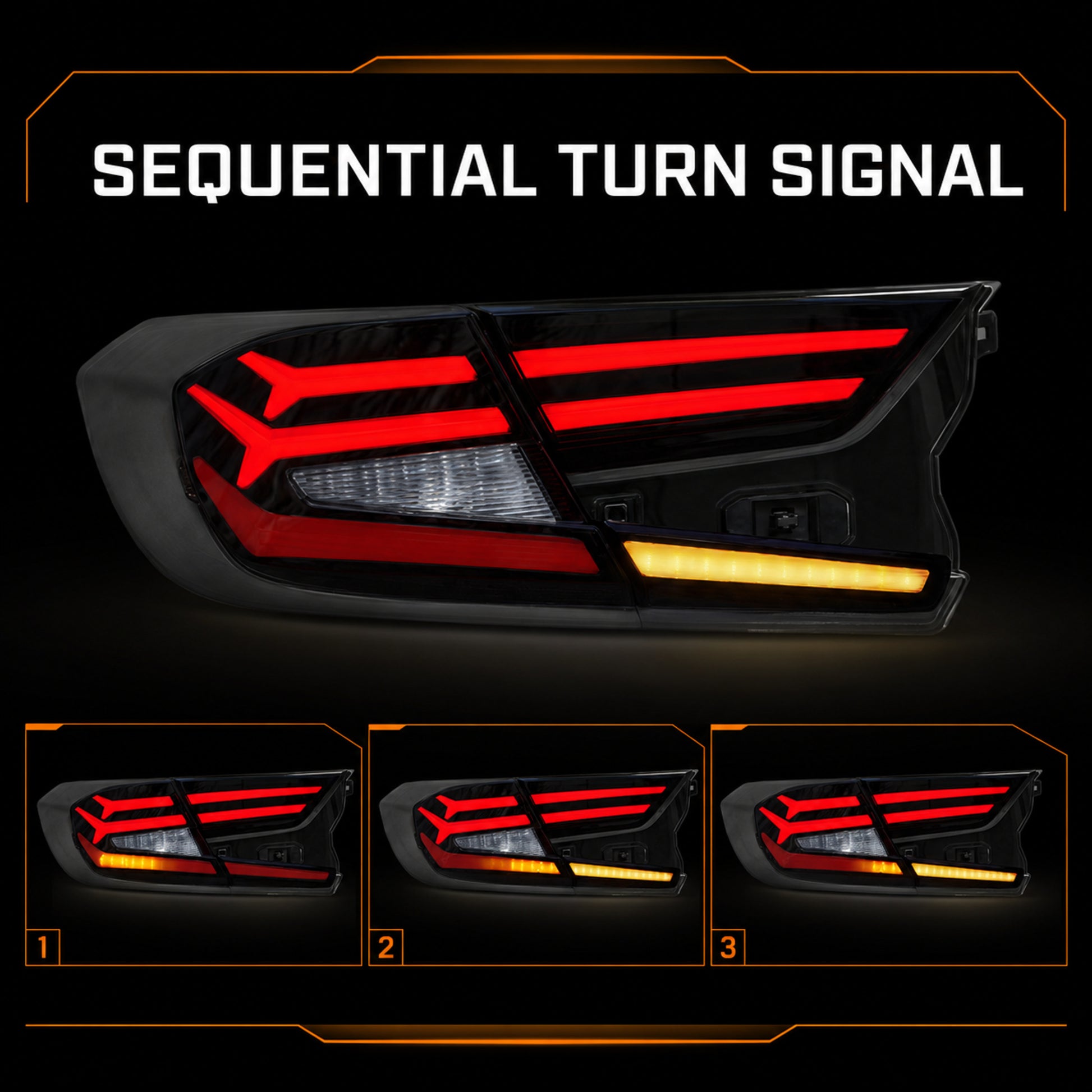 2018-2022 Honda Accord 10th Gen Sequential LED Tail Lights — smoked red sequential turn signal - T-ACC10-FSH-SR