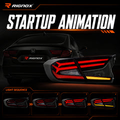 2018-2022 Honda Accord 10th Gen Sequential LED Tail Lights — smoked red startup animation - T-ACC10-FSH-SR