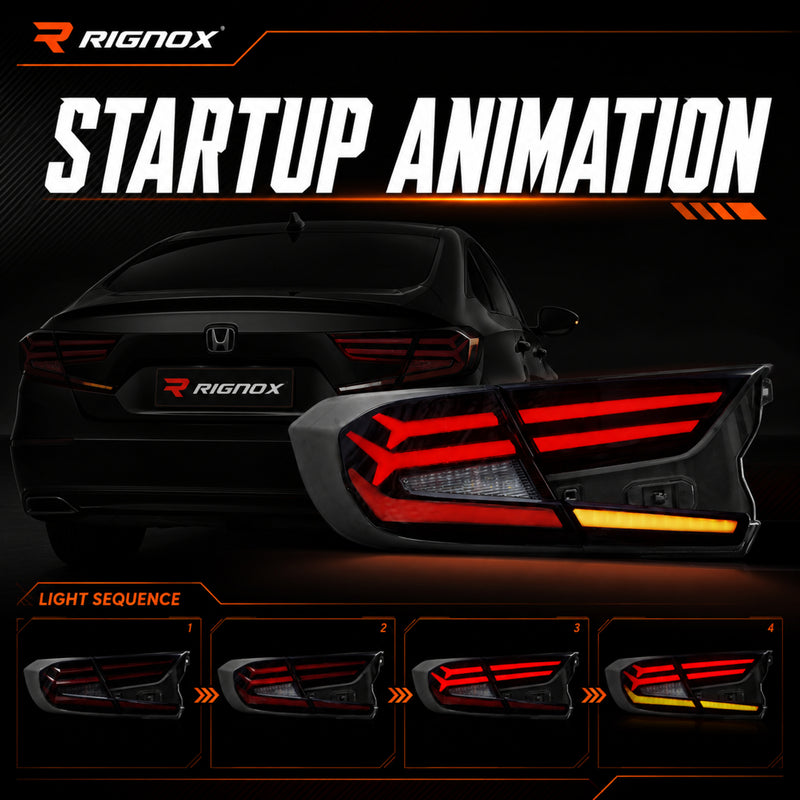 2018-2022 Honda Accord 10th Gen Sequential LED Tail Lights — smoked red startup animation - T-ACC10-FSH-SR