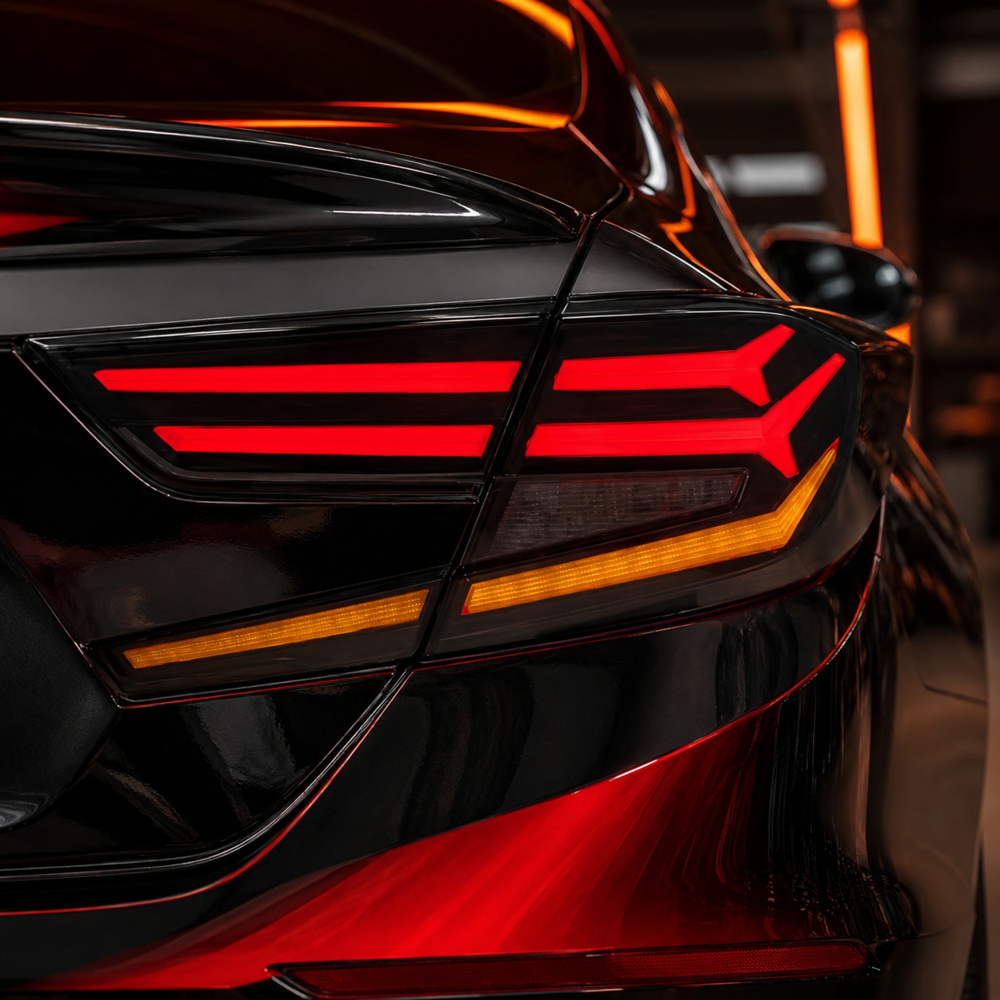 2018-2022 Honda Accord 10th Gen Sequential LED Tail Lights — smoked red tail light close up - T-ACC10-FSH-SR