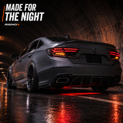 2018-2022 Honda Accord 10th Gen Sequential LED Tail Lights — clear white low angle rear - T-ACC10-FSH-CW