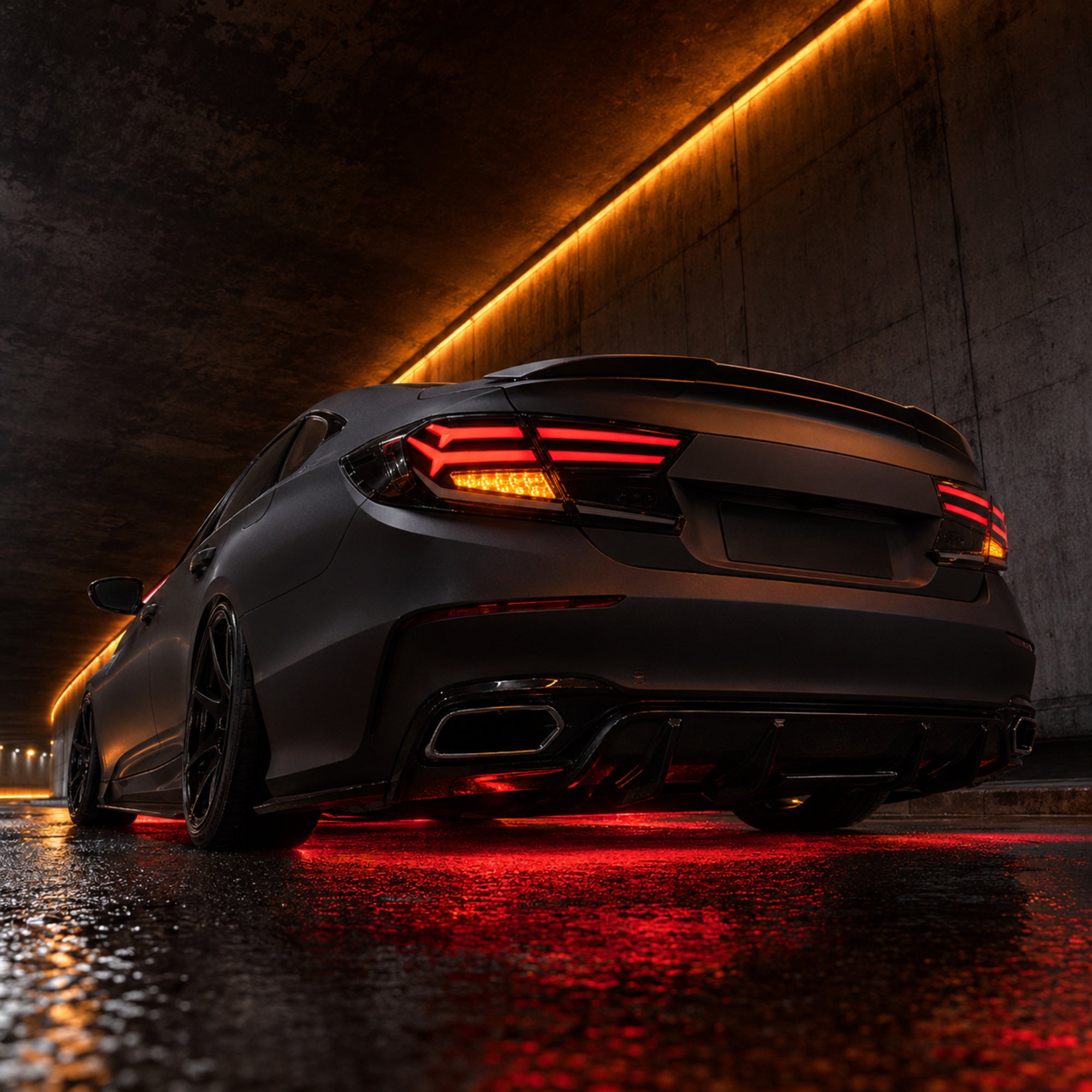 2018-2022 Honda Accord 10th Gen Sequential LED Tail Lights — clear white scene low angle matte black - T-ACC10-FSH-CW