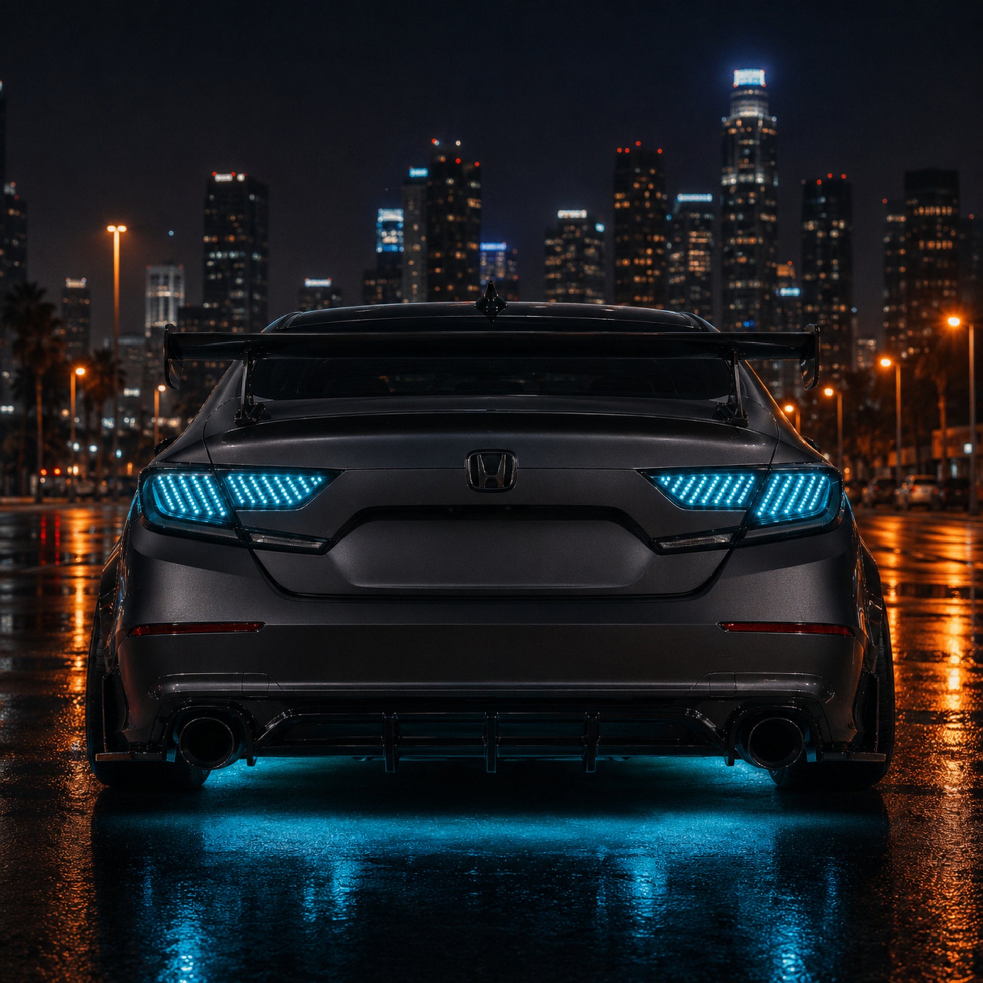 2018-2022 Honda Accord 10th Gen Sequential LED Tail Lights — digital RGB installed cyan03 - T-ACC10-SDG
