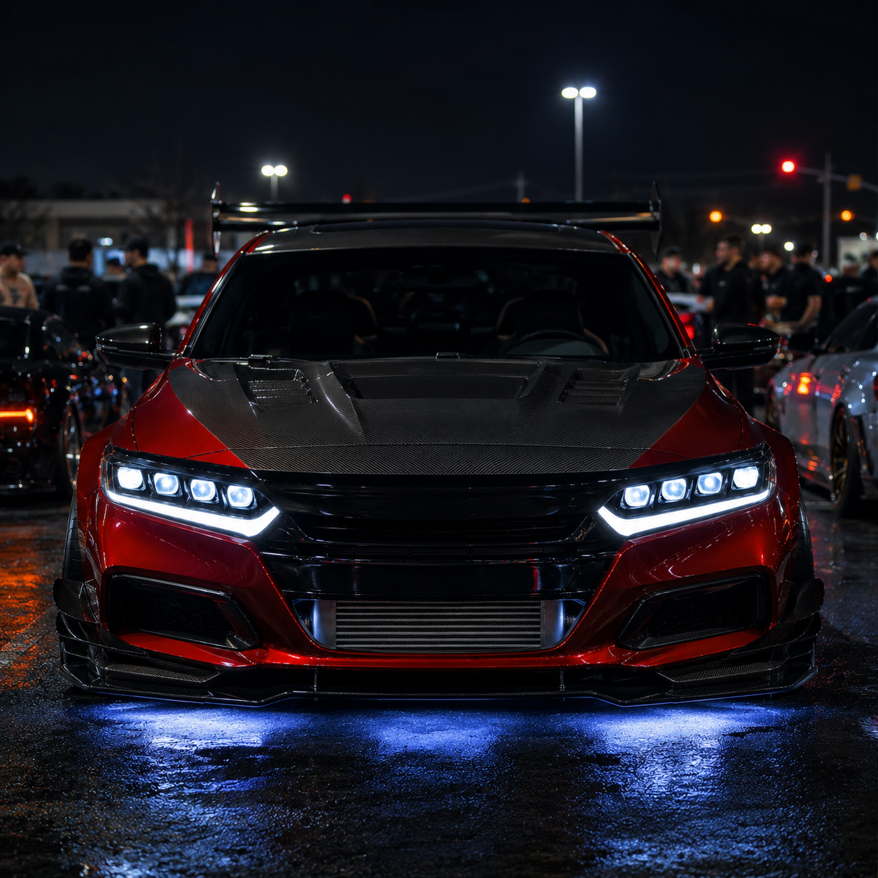 2018-2022 Honda Accord 10th Gen LED Quad Projector Headlights — clear white car meet front low - H-ACC10-CW