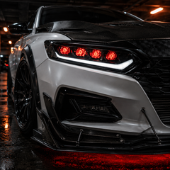2018-2022 Honda Accord 10th Gen LED Quad Projector Headlights — demon eye car meet headlight close up - H-ACC10-DE