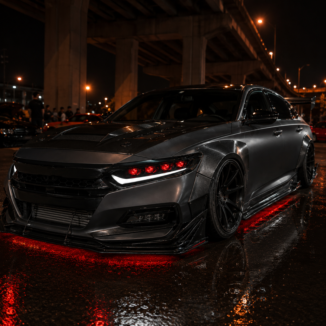 2018-2022 Honda Accord 10th Gen LED Quad Projector Headlights — demon eye car meet right side front - H-ACC10-DE