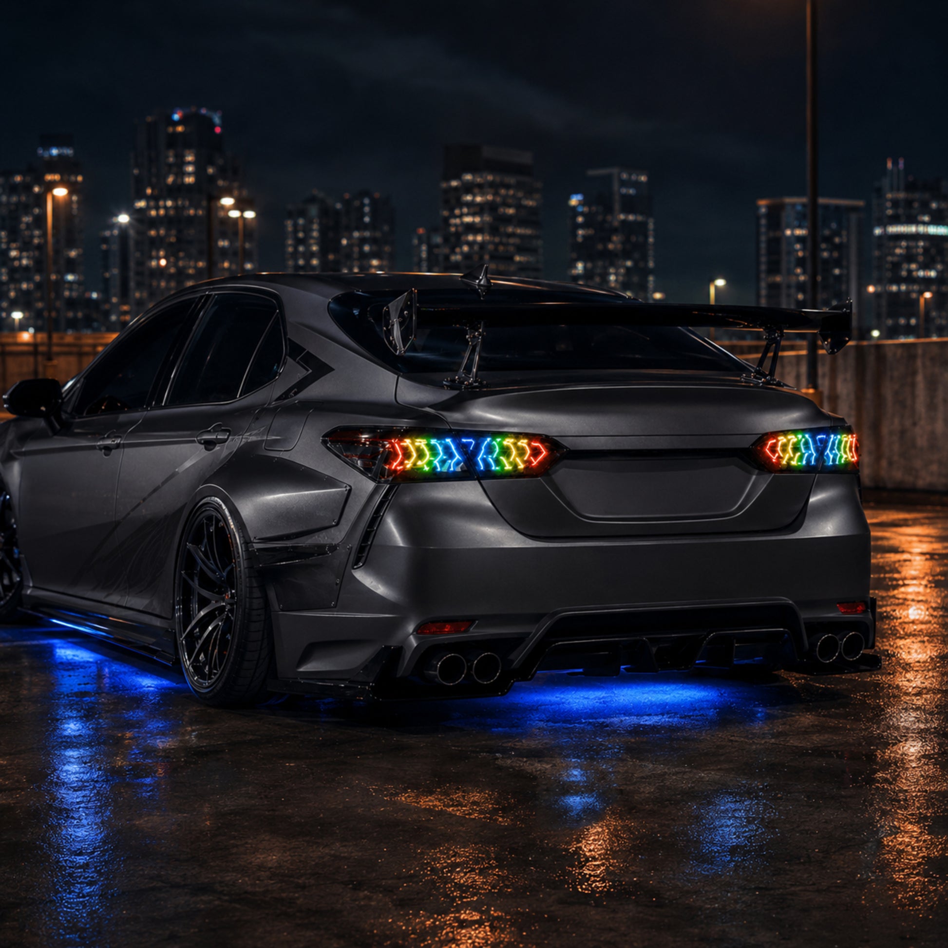 2018-2024 Toyota Camry 8th Gen Sequential LED Tail Lights — digital RGB installed night02 - T-CAM18-HL-SDG