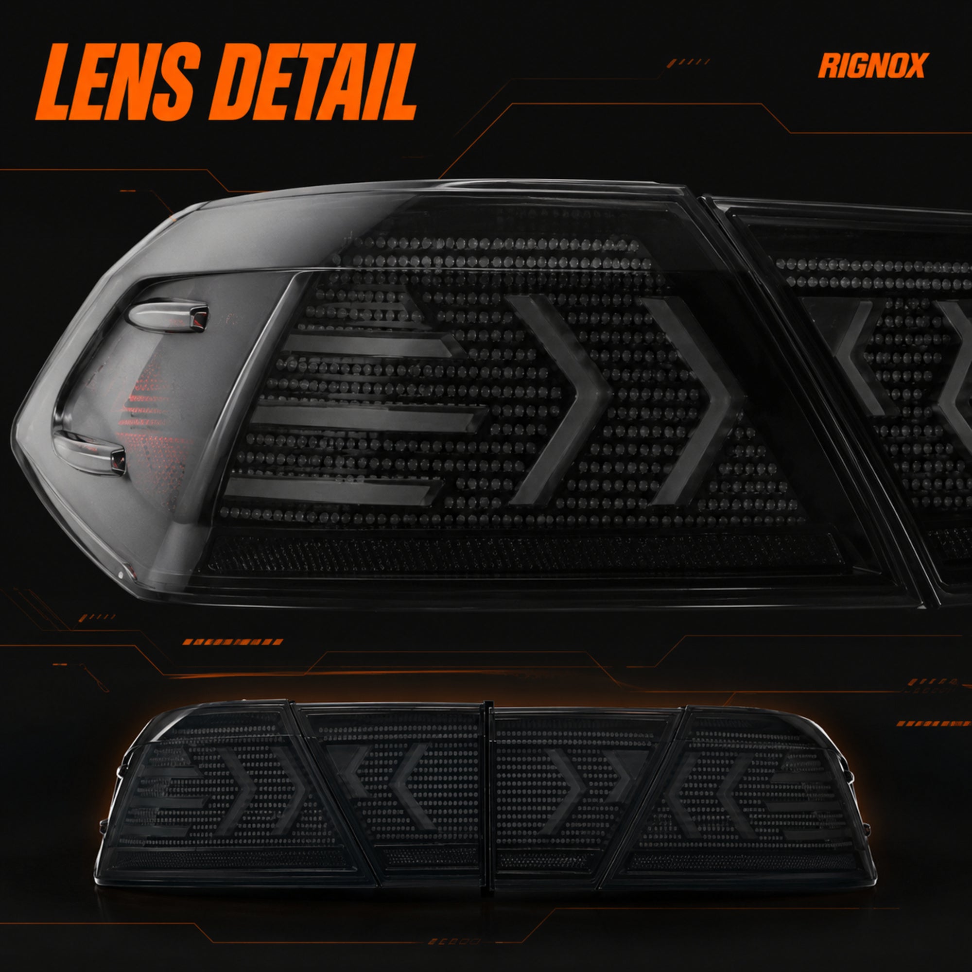 2018-2024 Toyota Camry 8th Gen Sequential LED Tail Lights — digital RGB lens detail14 - T-CAM18-HL-SDG