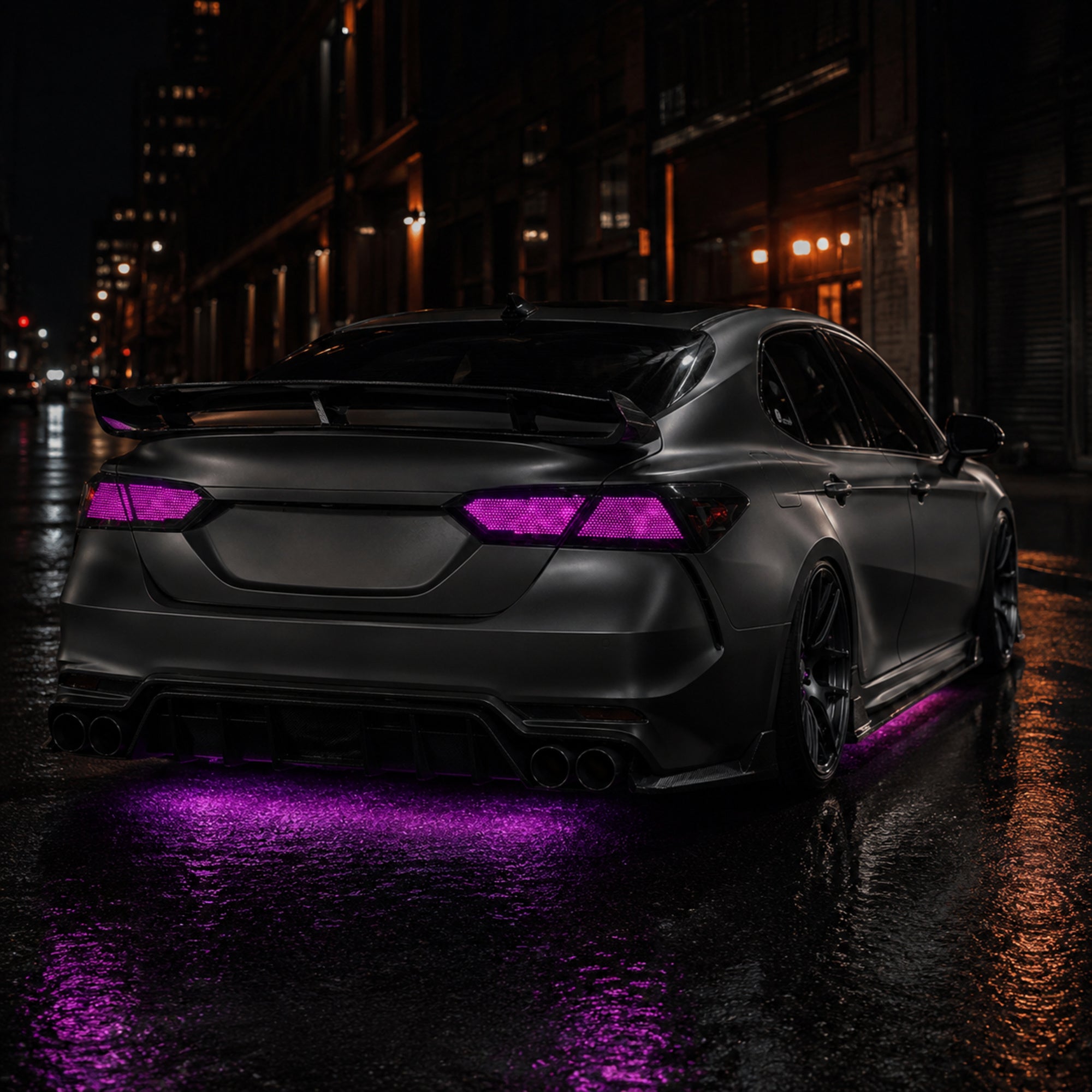 2018-2024 Toyota Camry 8th Gen Sequential LED Tail Lights — digital RGB magenta street03 - T-CAM18-HL-SDG