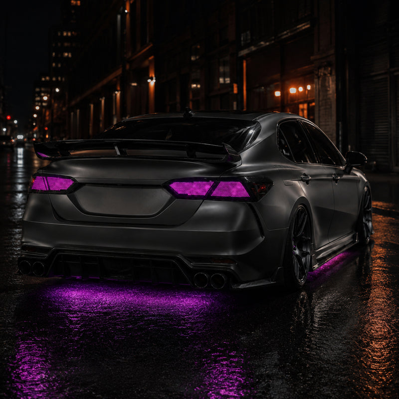2018-2024 Toyota Camry 8th Gen Sequential LED Tail Lights — digital RGB magenta street03 - T-CAM18-HL-SDG
